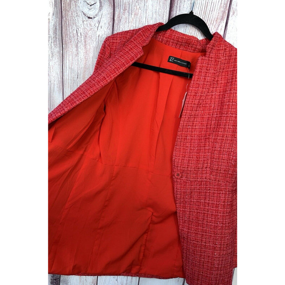 INC International Women's Tweed Red Blazer Holiday Special Occasion Formal Small - Picture 5 of 9